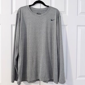 Nike Men's Heather Gray Drifit Athletic Cut Long Sleeve XXL